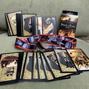 Attack on Titan Anime Merch lot- Unopened playing cards and unused lanyard